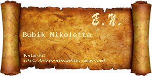 Bubik Nikoletta névjegykártya